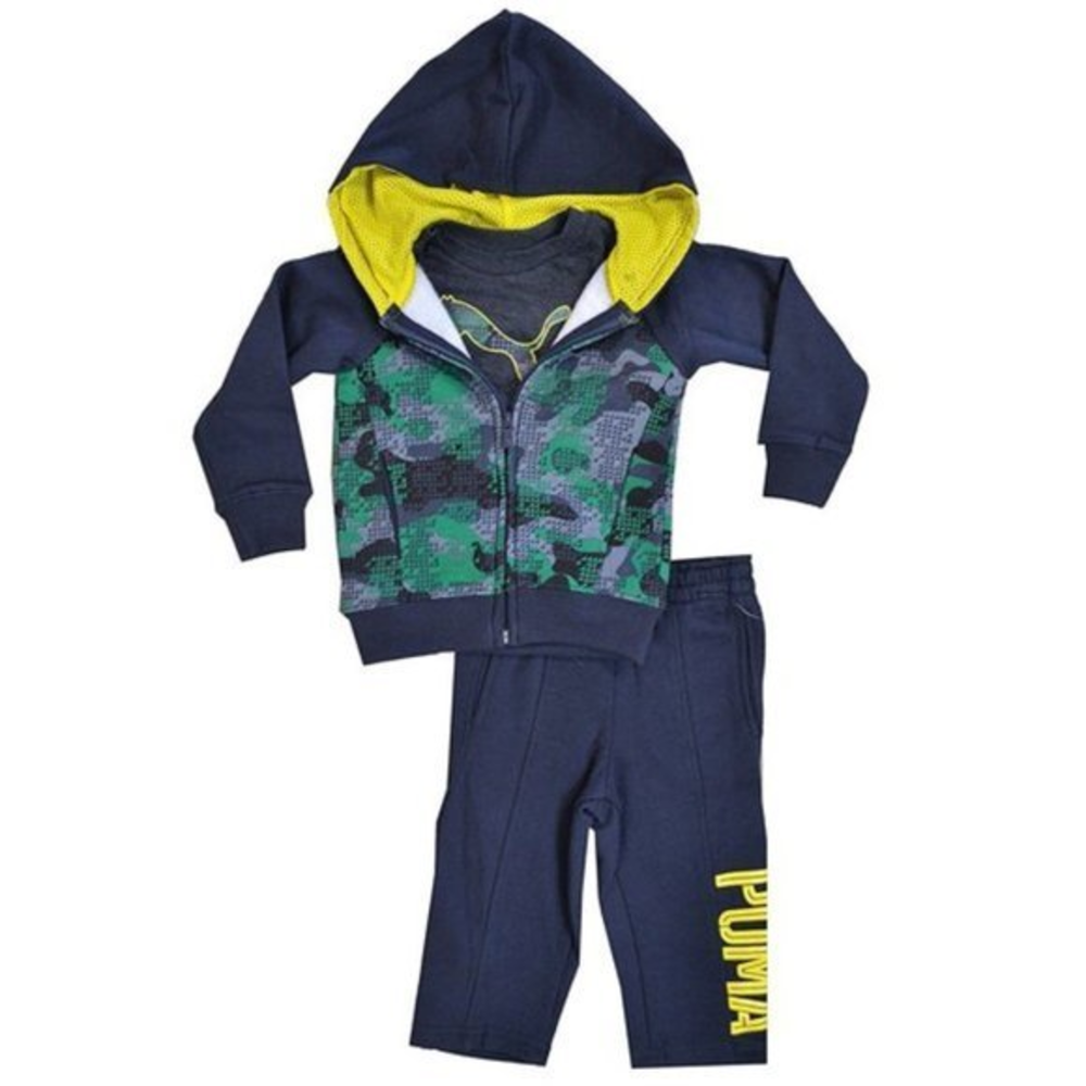 Matching Set 3 piece Baby Boys Puma Zip Up Hoodie, T-shirt, & Sweatpants